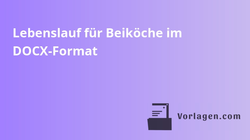 Lebenslauf für Beiköche im DOCX-Format