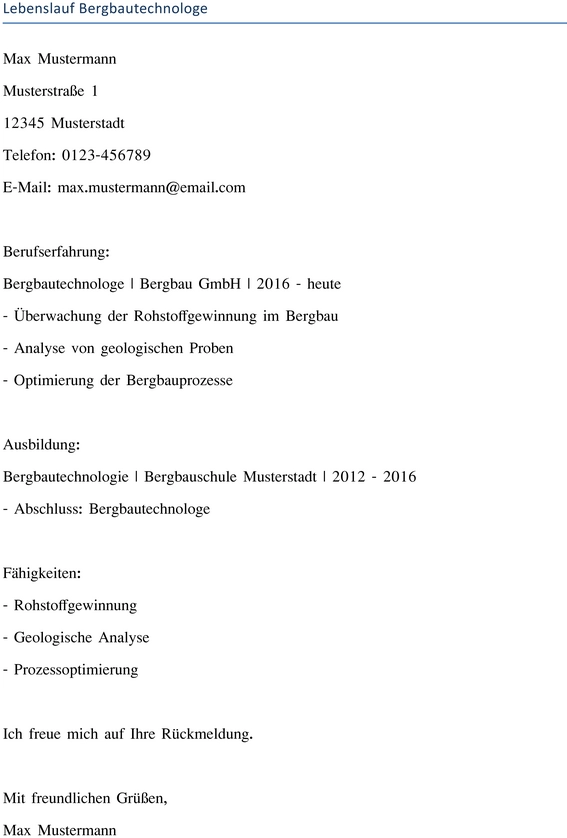 lebenslauf-fuer-bergbautechnologen