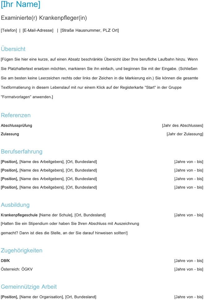 lebenslauf-fuer-examinierte-krankenschwester