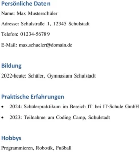 lebenslauf-fuer-schuelerpraktikum-gestalten