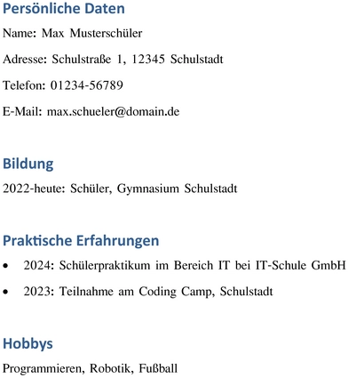 lebenslauf-fuer-schuelerpraktikum-gestalten