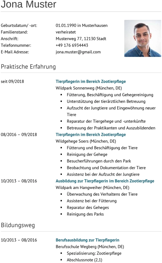 lebenslauf-fuer-tierpfleger-berufliche-erfahrungen-und-ausbildung