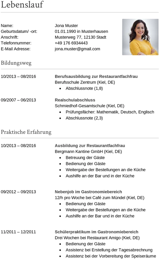 lebenslauf-im-gastronomiebereich-erstellen