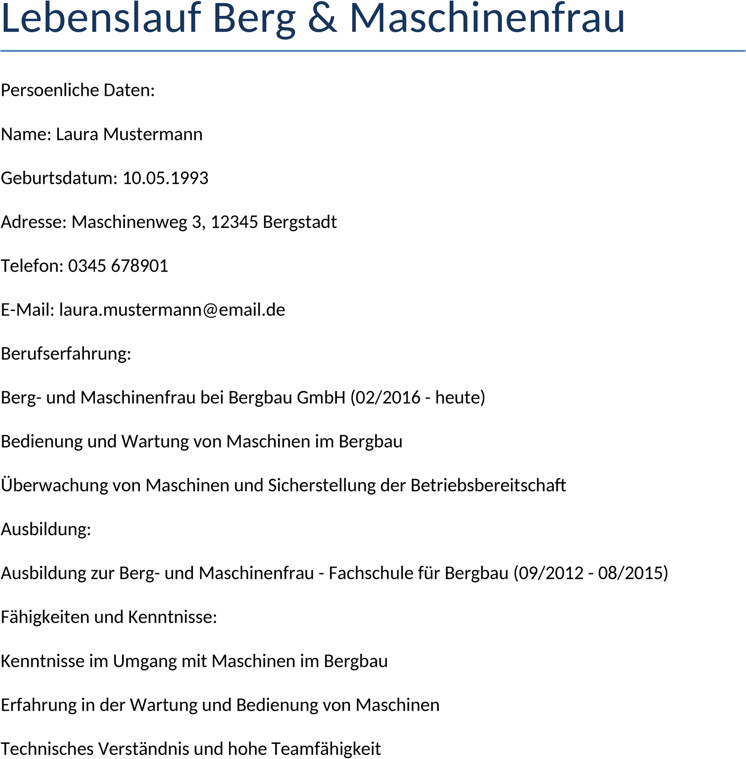 Lebenslauf-Word-Vorlage-Maschinenbauingenieurin