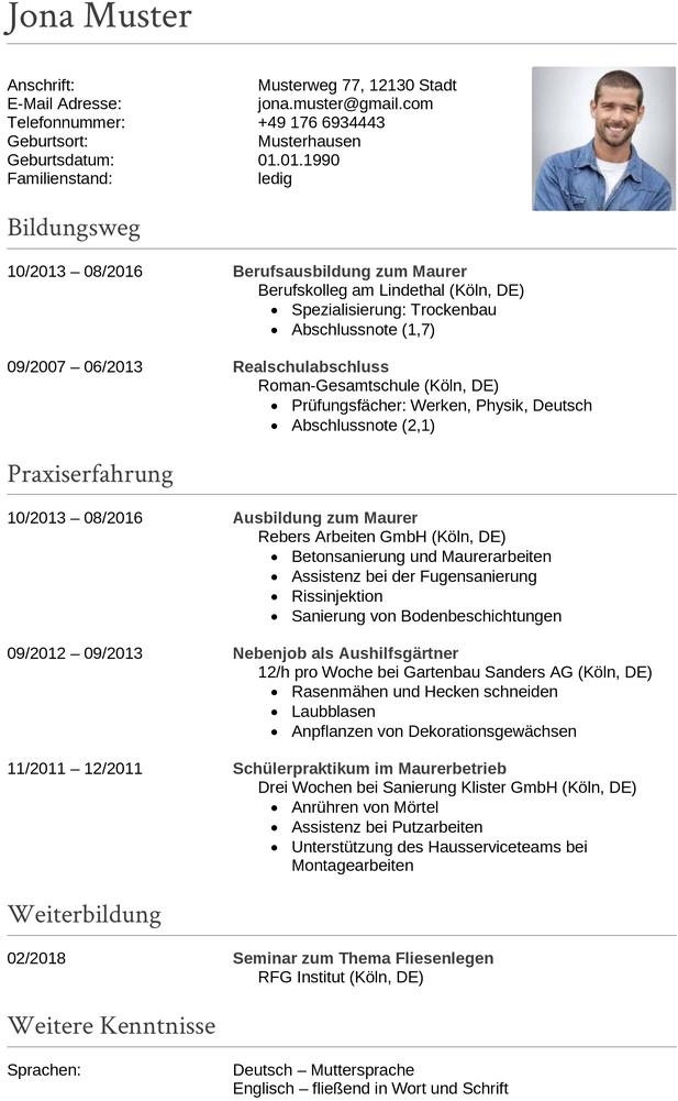 lebenslauf-maurer-mit-praktischer-erfahrung