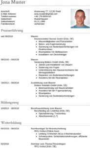lebenslauf-maurer-praxis-erfahrungen-ausbildung-qualifikationen