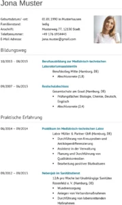 lebenslauf-medizinisch-technische-laboratoriumsassistentin