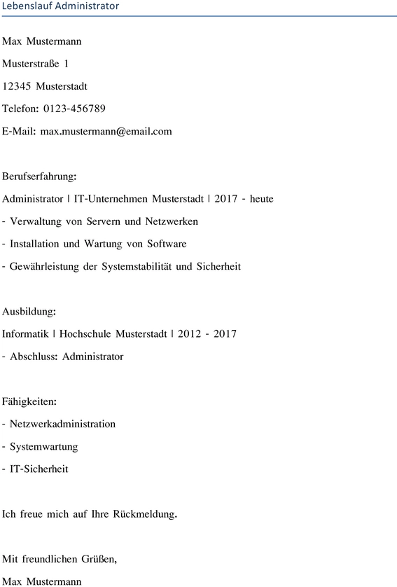 lebenslauf-muster-fuer-admin-berufserfahrung-und-ausbildung