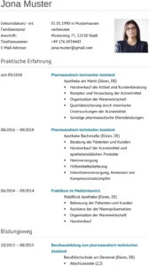 lebenslauf-pharmazeutisch-technische-assistenten
