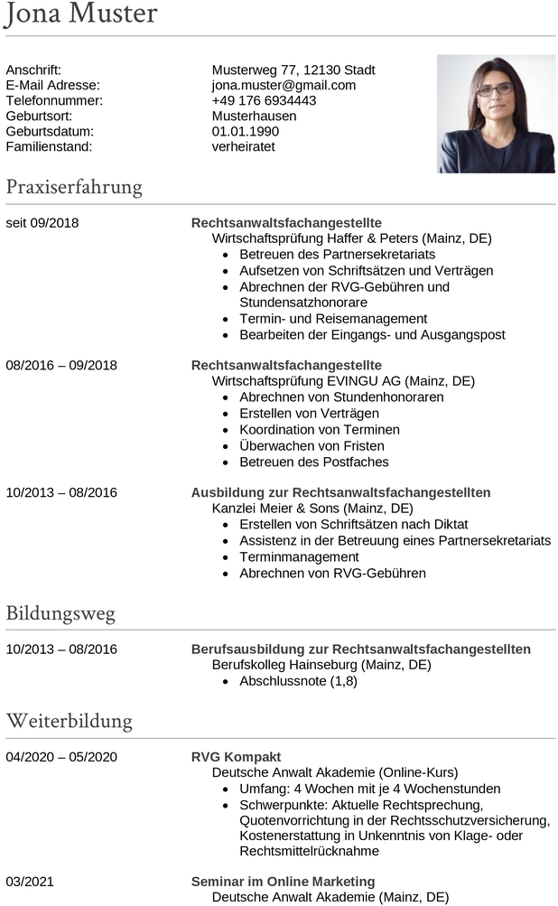 lebenslauf-rechtsanwaltsfachangestellter