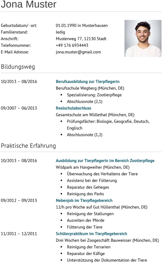 lebenslauf-tierpflegerin-mit-erfahrungen