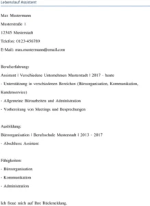 lebenslauf-vorlage-assistent-buerorganisation