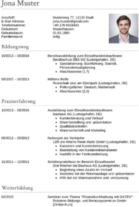 lebenslauf-vorlage-einzelhandelskaufmann-berufseinsteiger