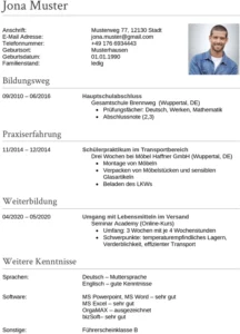 lebenslauf-vorlage-lagerwirtschaft-transport-berufseinstieg