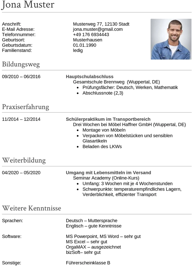 lebenslauf-vorlage-lagerwirtschaft-transport-berufseinstieg