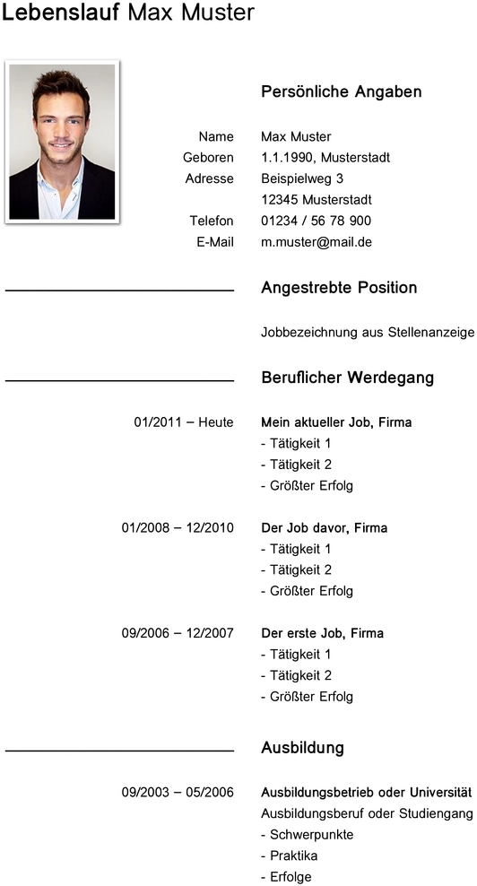 lebenslauf-vorlage-muster-einfach