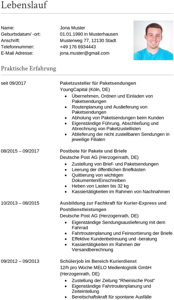 lebenslauf-vorlage-paketzusteller