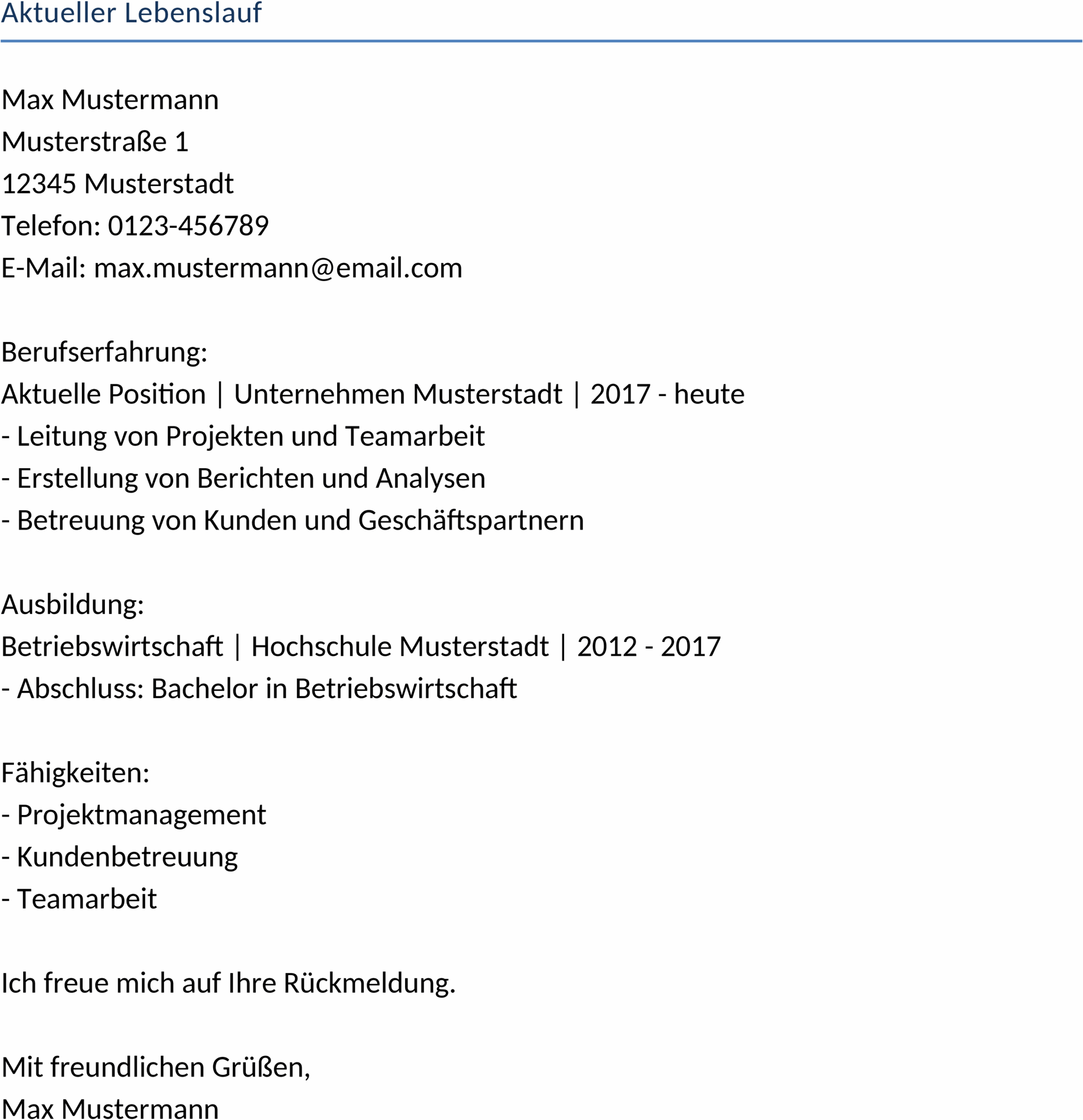 Lebenslauf-Word-Dokument