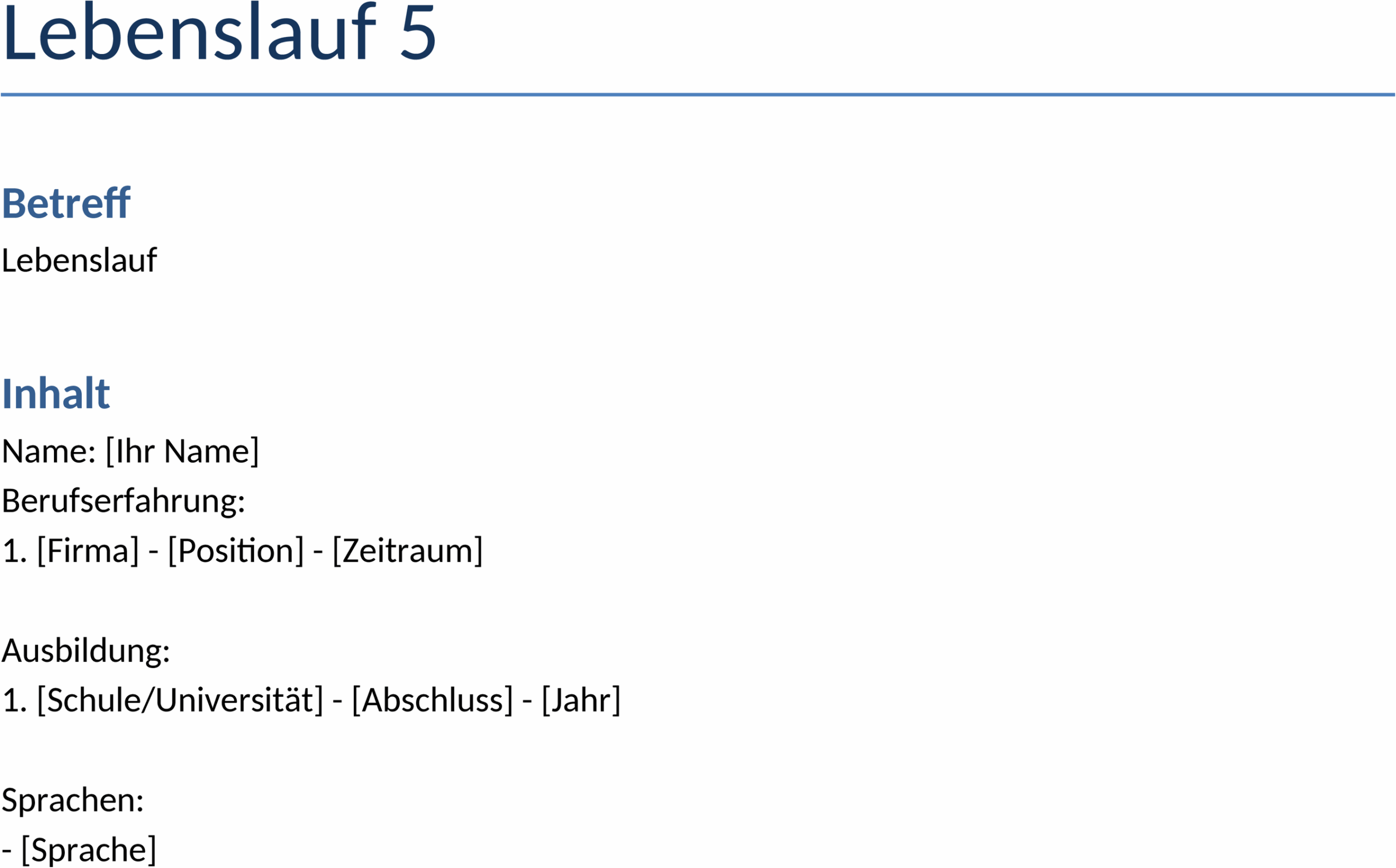 Word-Lebenslauf-Vorlage mit Klarem Design
