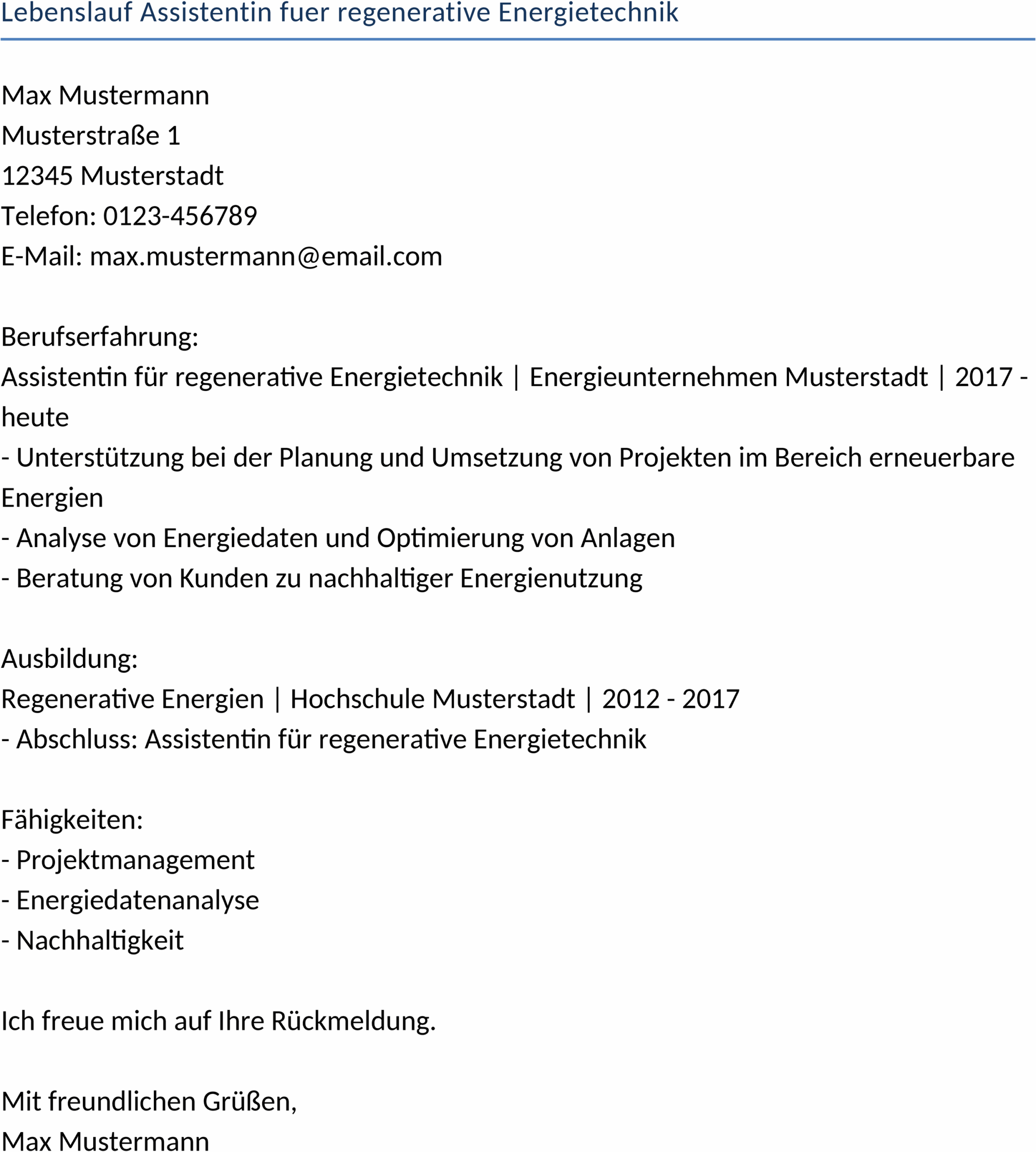 Lebenslauf-Word-Vorlage-Assistentin-fuer-Regenerative-Energietechnik
