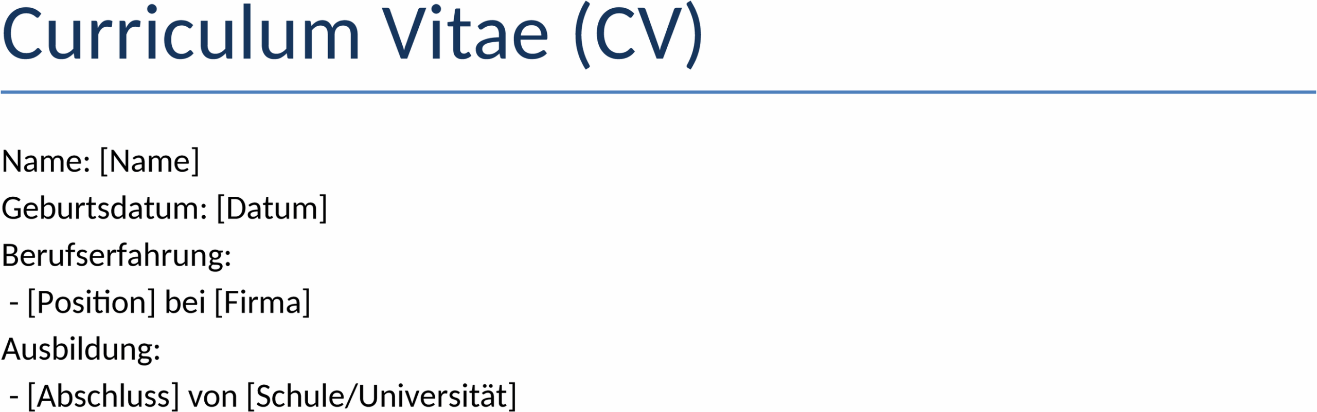 Lebenslauf Word-Vorlage Englisch