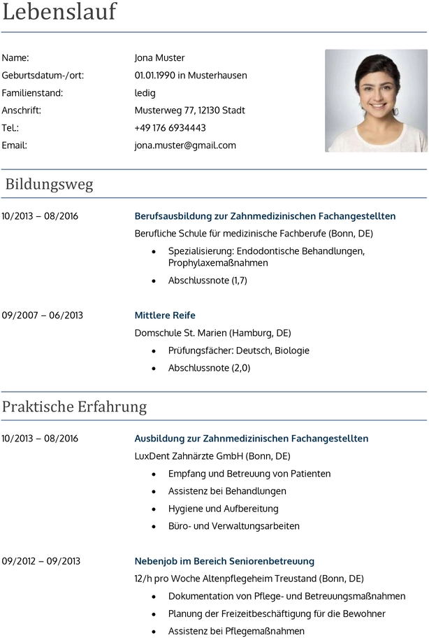 lebenslauf-zahnmedizinische-fachangestellte-erstellen