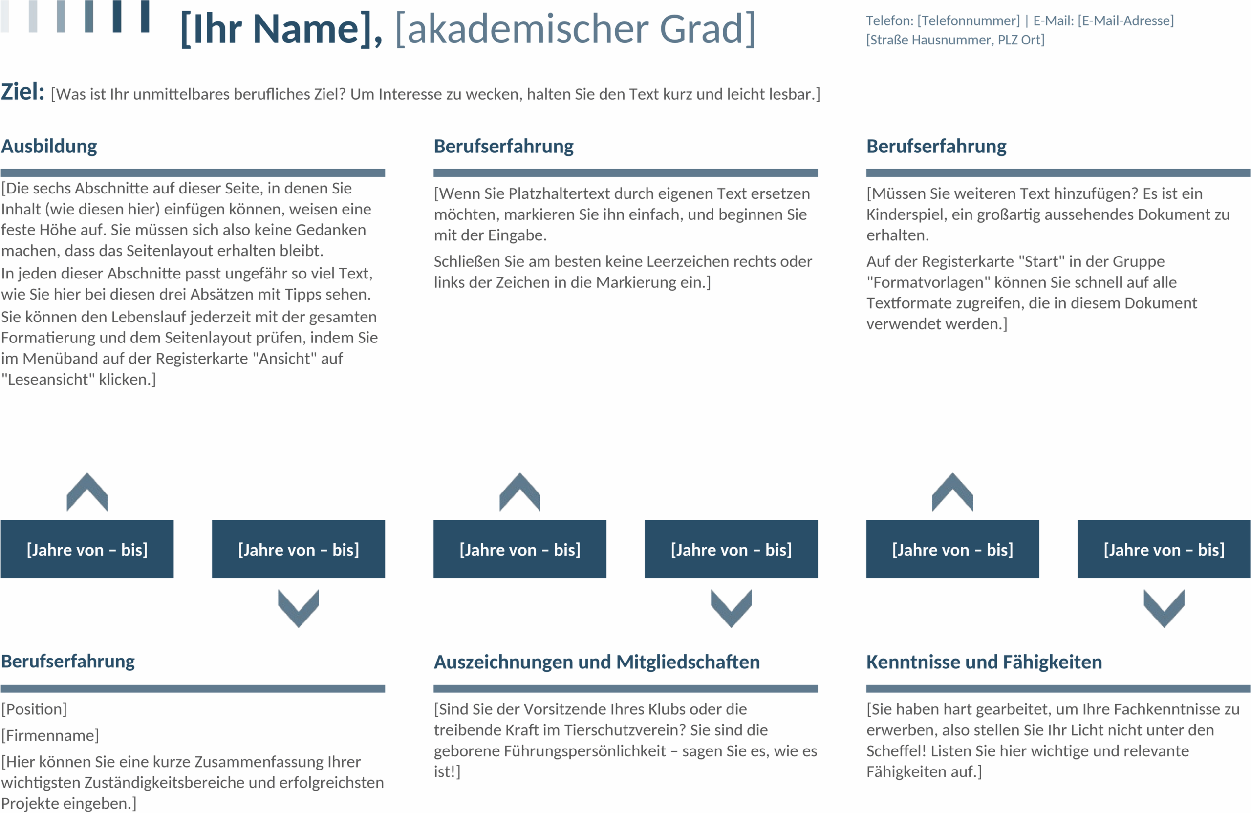 Lebenslauf-Zeitachse im Word-Format