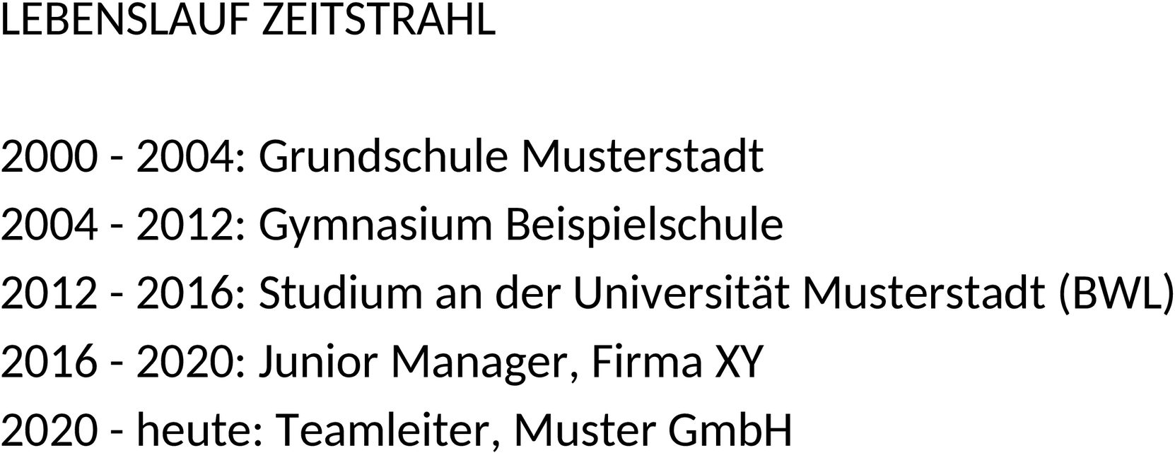 Lebenslauf im Zeitstrahlformat - Word Template