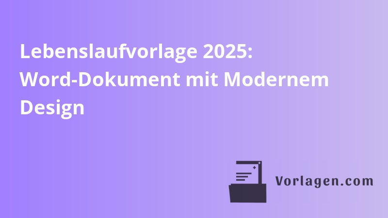 Lebenslaufvorlage 2025: Word-Dokument mit Modernem Design