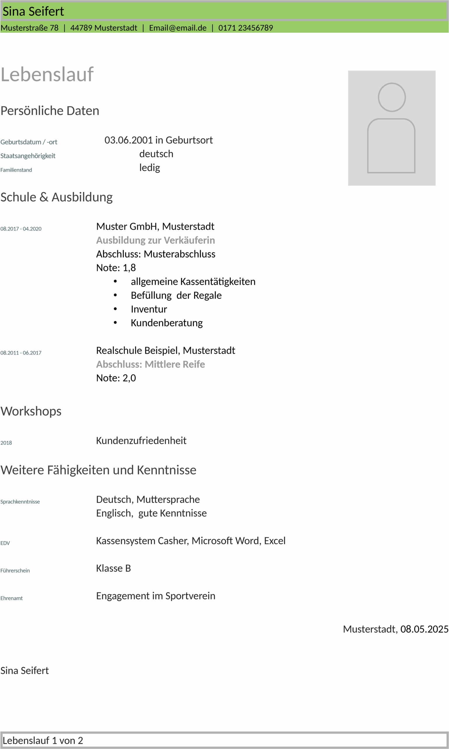 Word Lebenslaufvorlage Aufgeschlossen