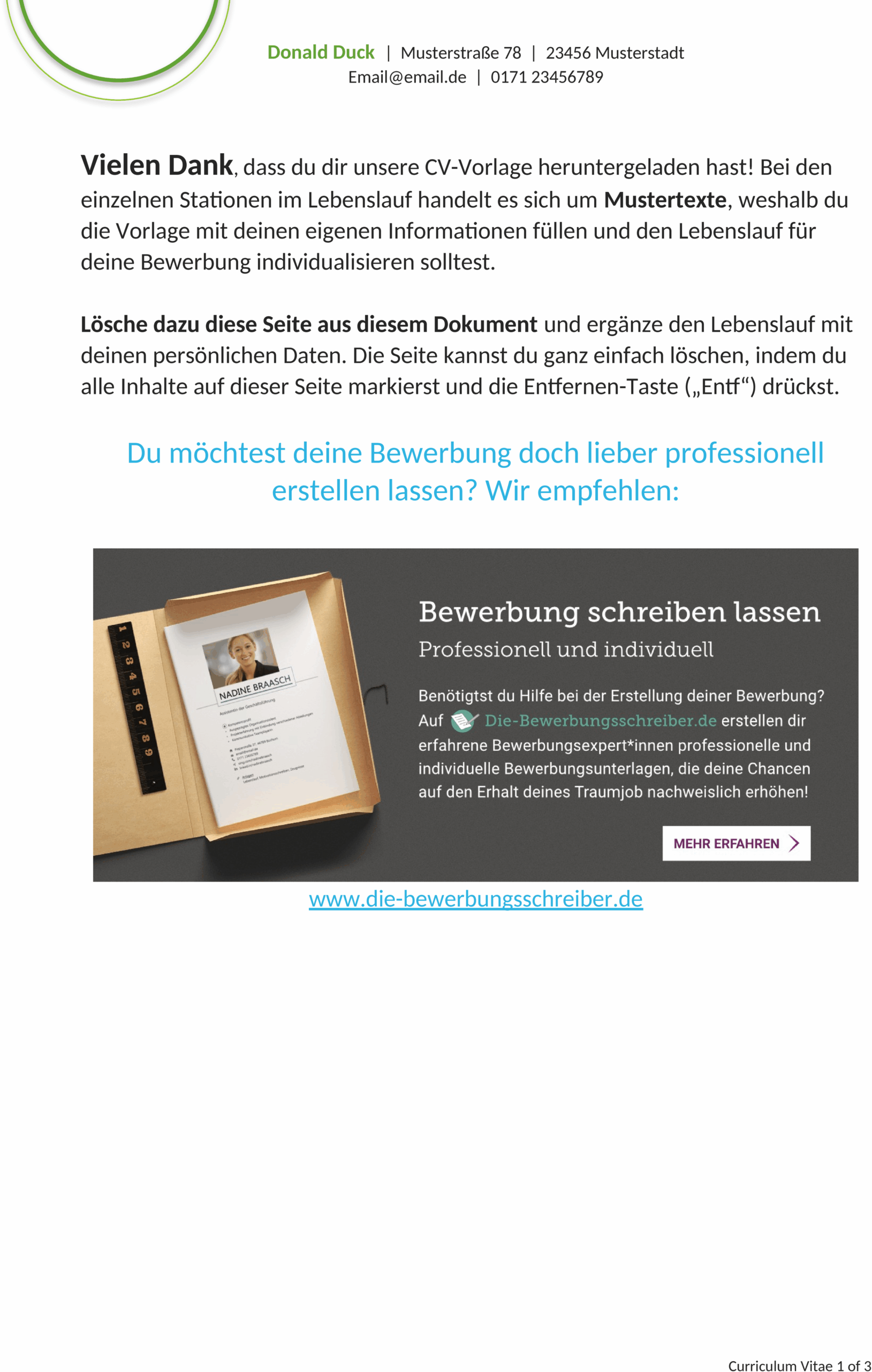 Lebenslaufvorlage als Word-Datei