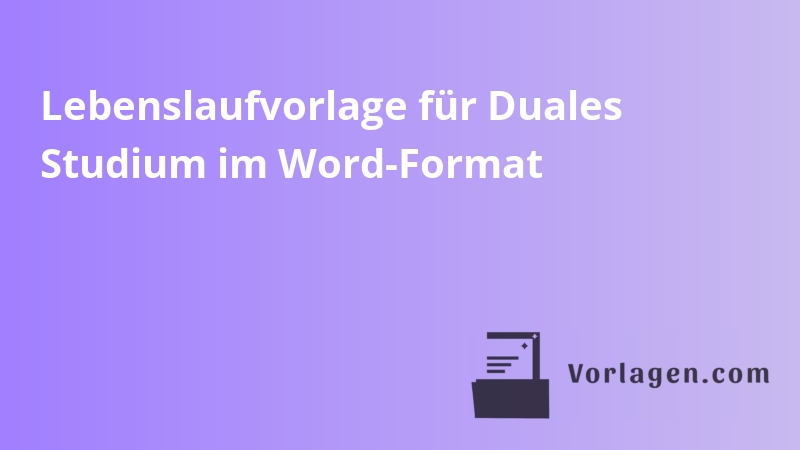 Lebenslaufvorlage für Duales Studium im Word-Format