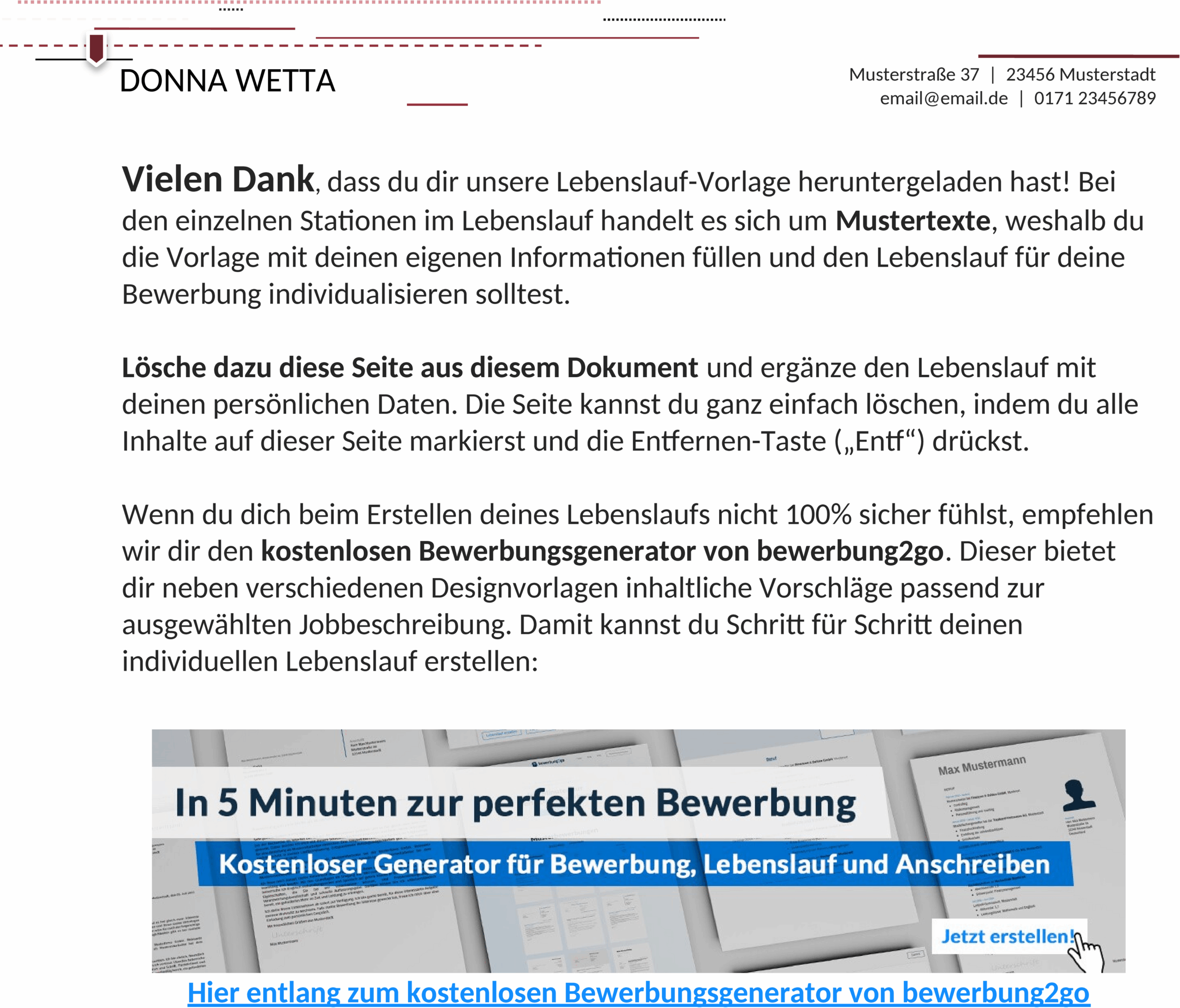 Lebenslaufvorlage für Intellektuelle