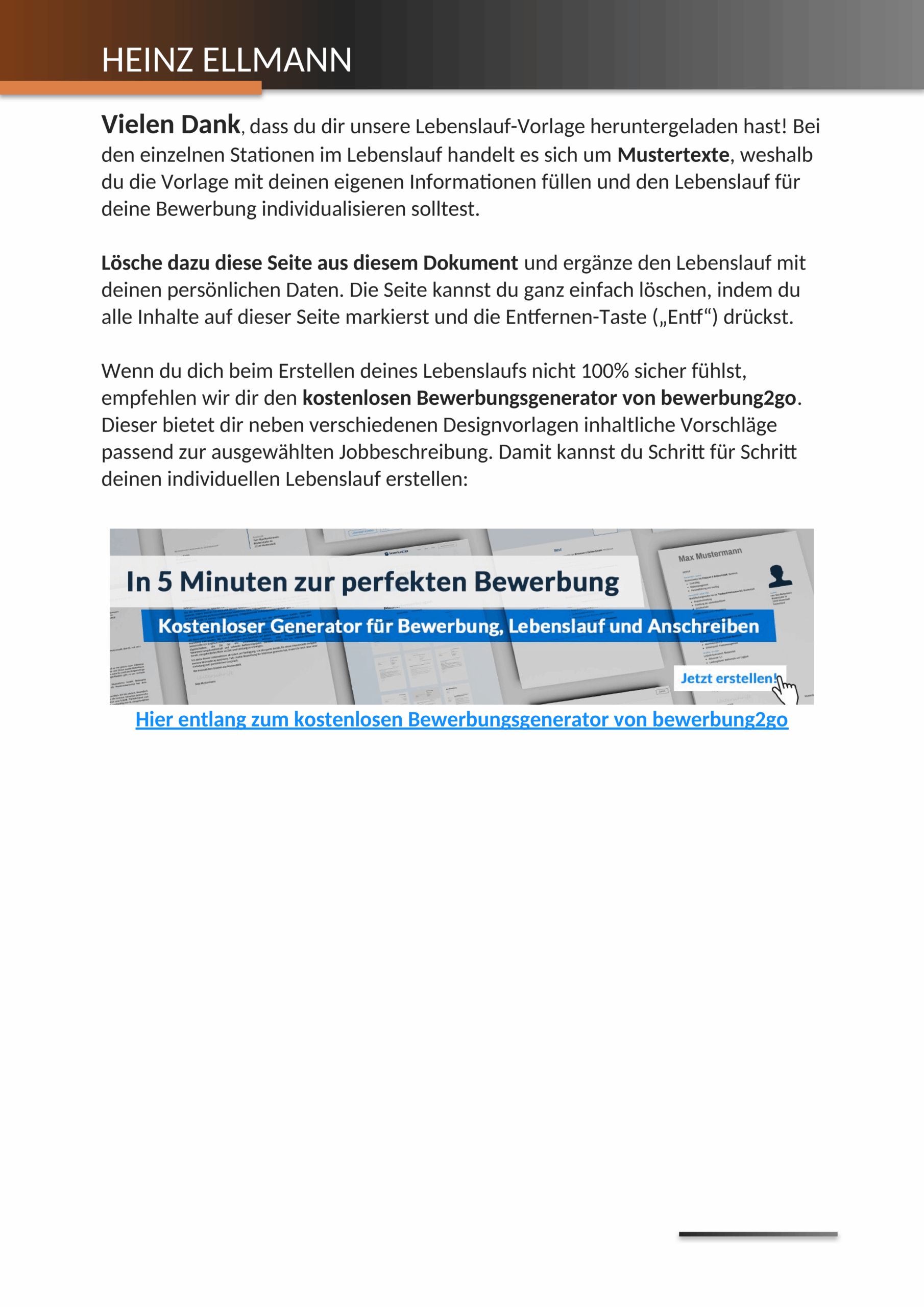 Word Vorlage Lebenslauf Kaufmännisch