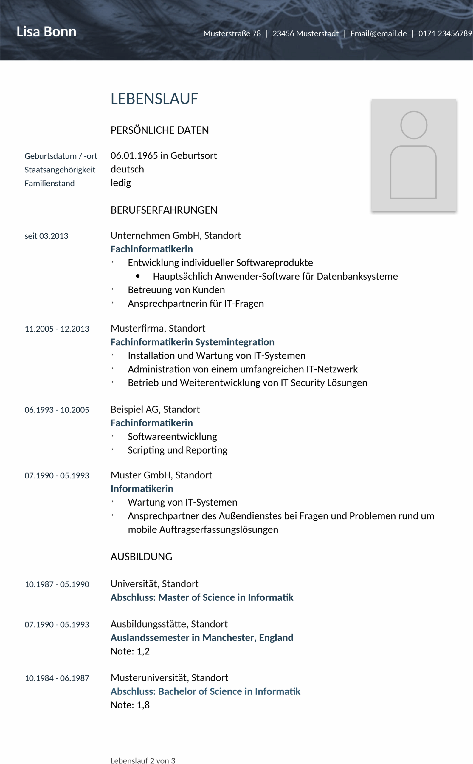 Lebenslaufvorlage im Word-Format