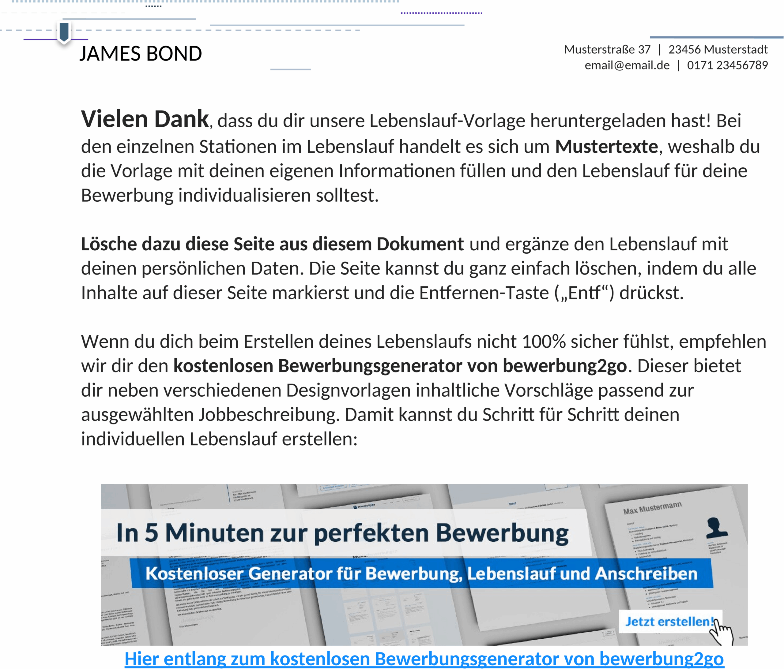 Lebenslaufvorlage Originell - Word-Datei
