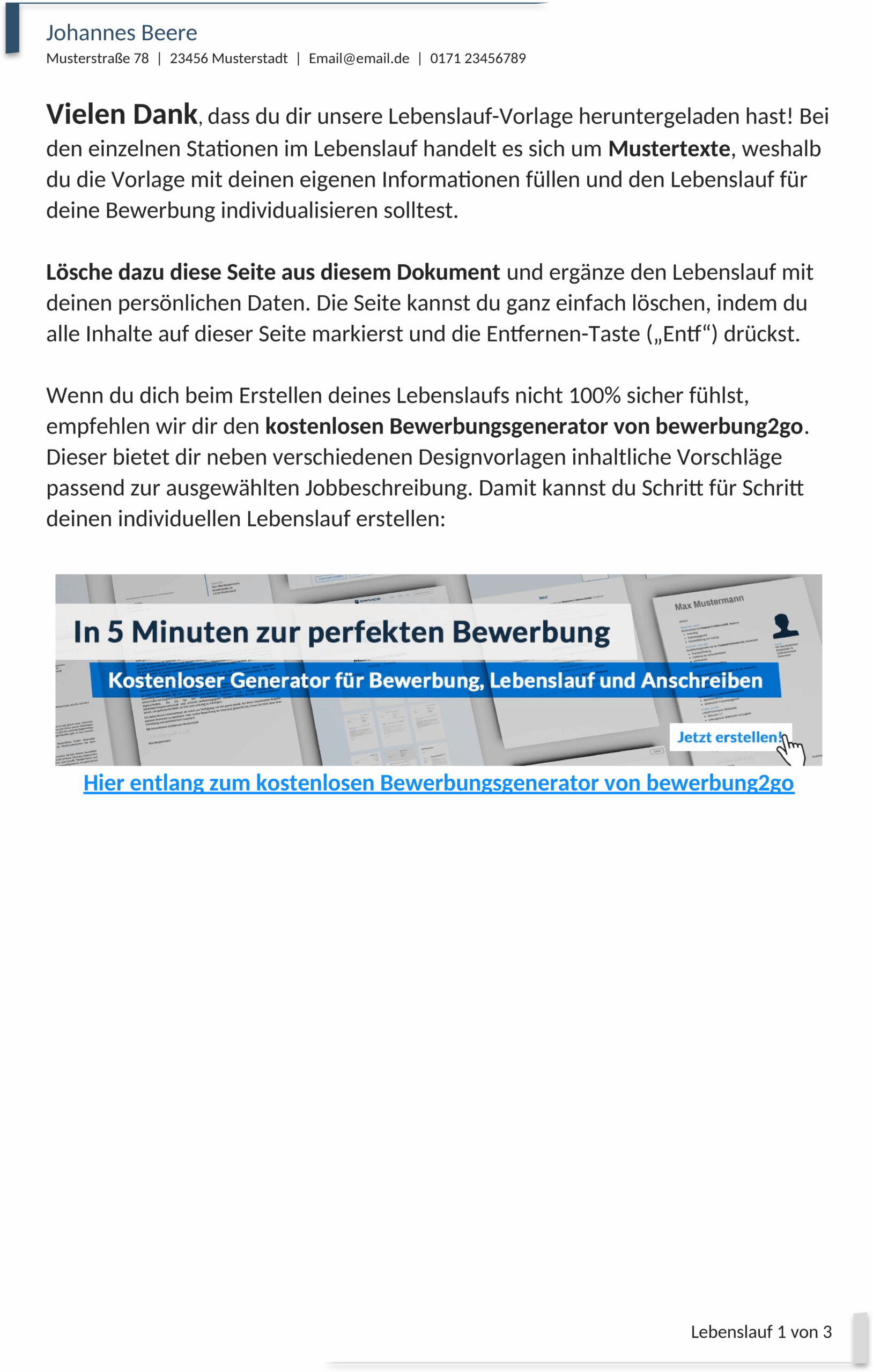 Lebenslauf Vorlage im Word-Format für Struktur und Klarheit