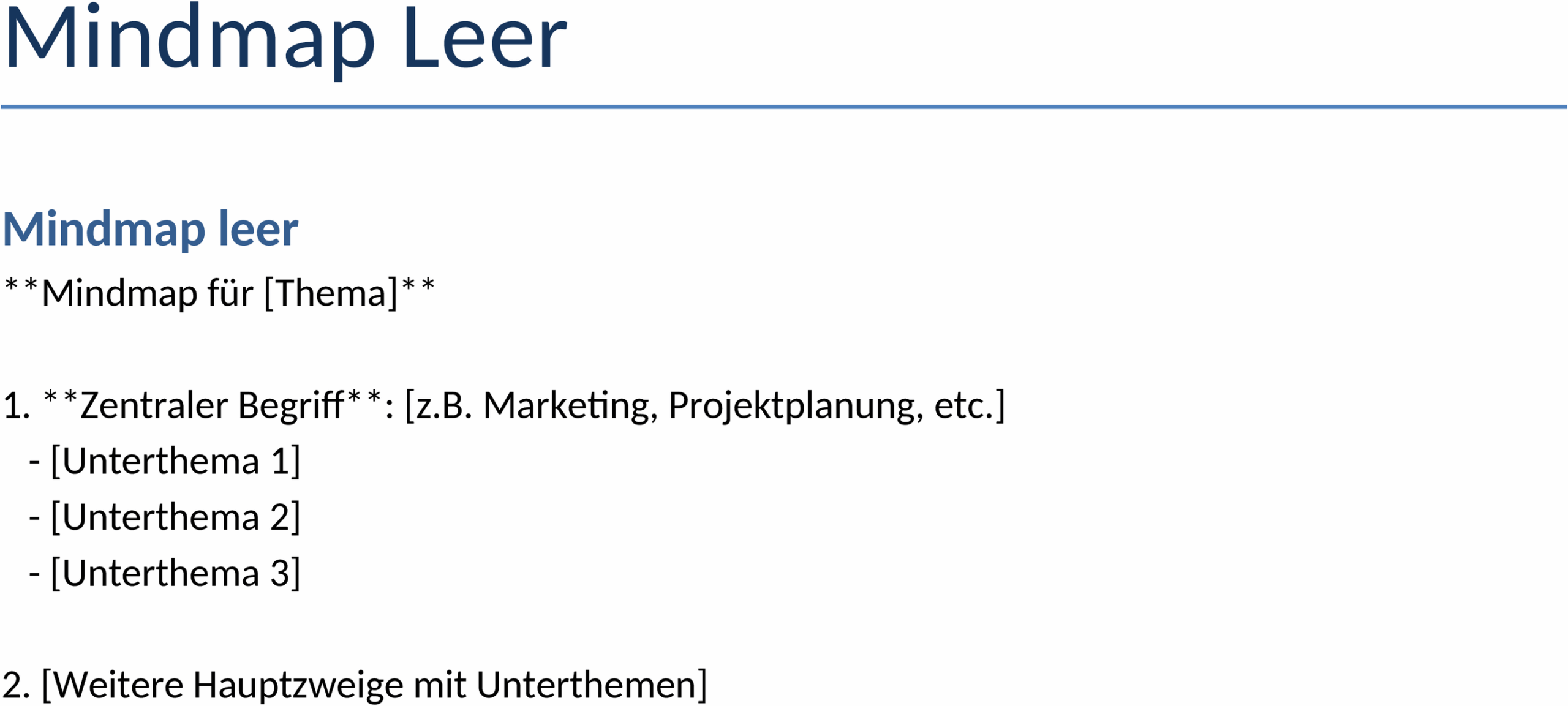 Leere Mindmap Word Vorlage