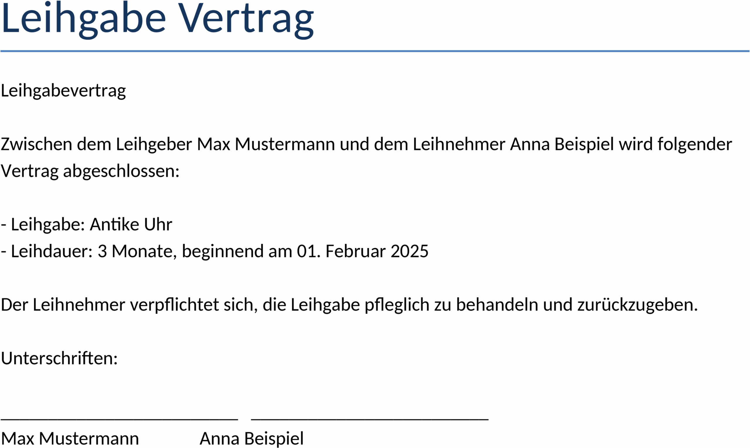 Leihgabenvertrag Vorlage als Word-Dokument