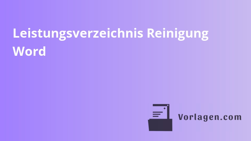Leistungsverzeichnis Reinigung Word