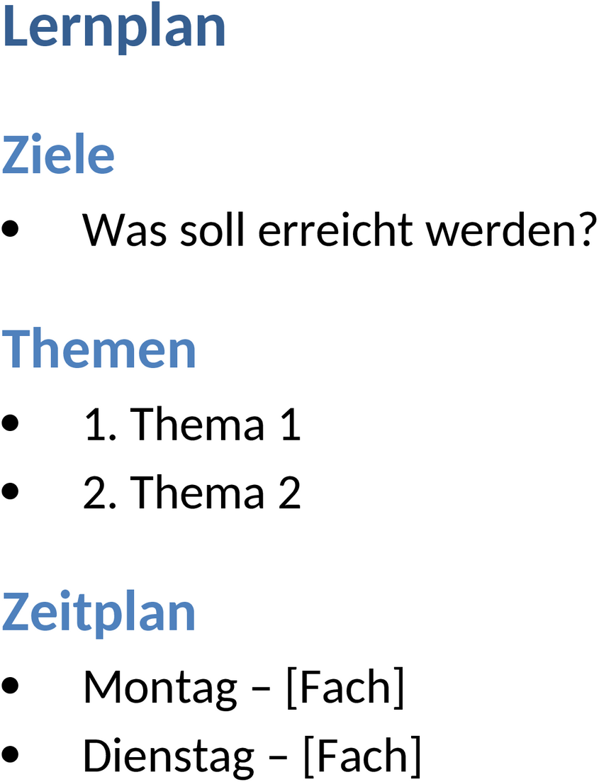 Lernplan-Word-Vorlage