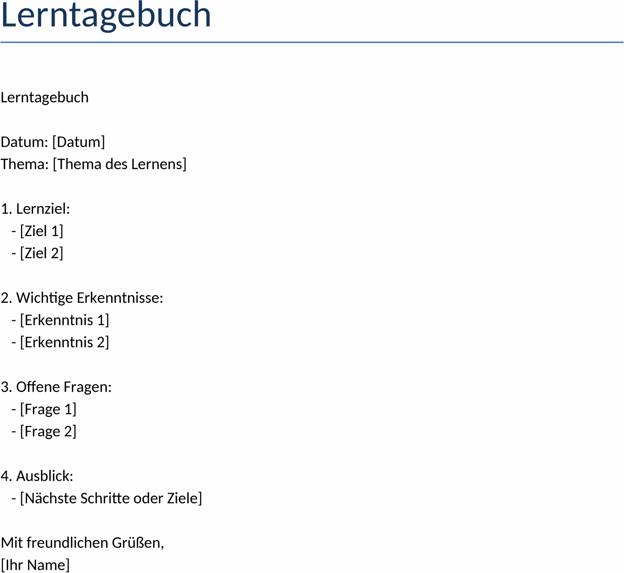Lerntagebuch Word-Vorlage