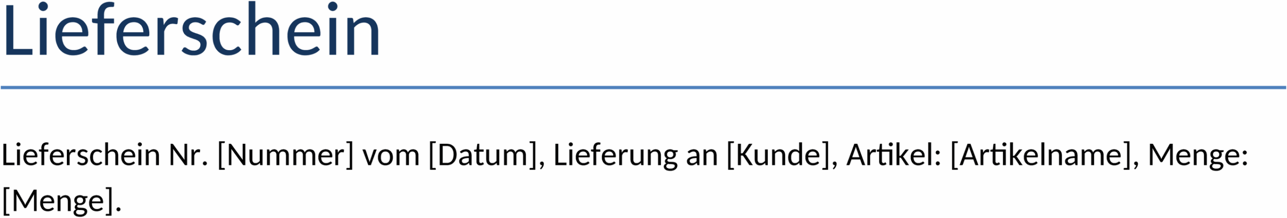 Lieferschein Word-Dokument Vorlage