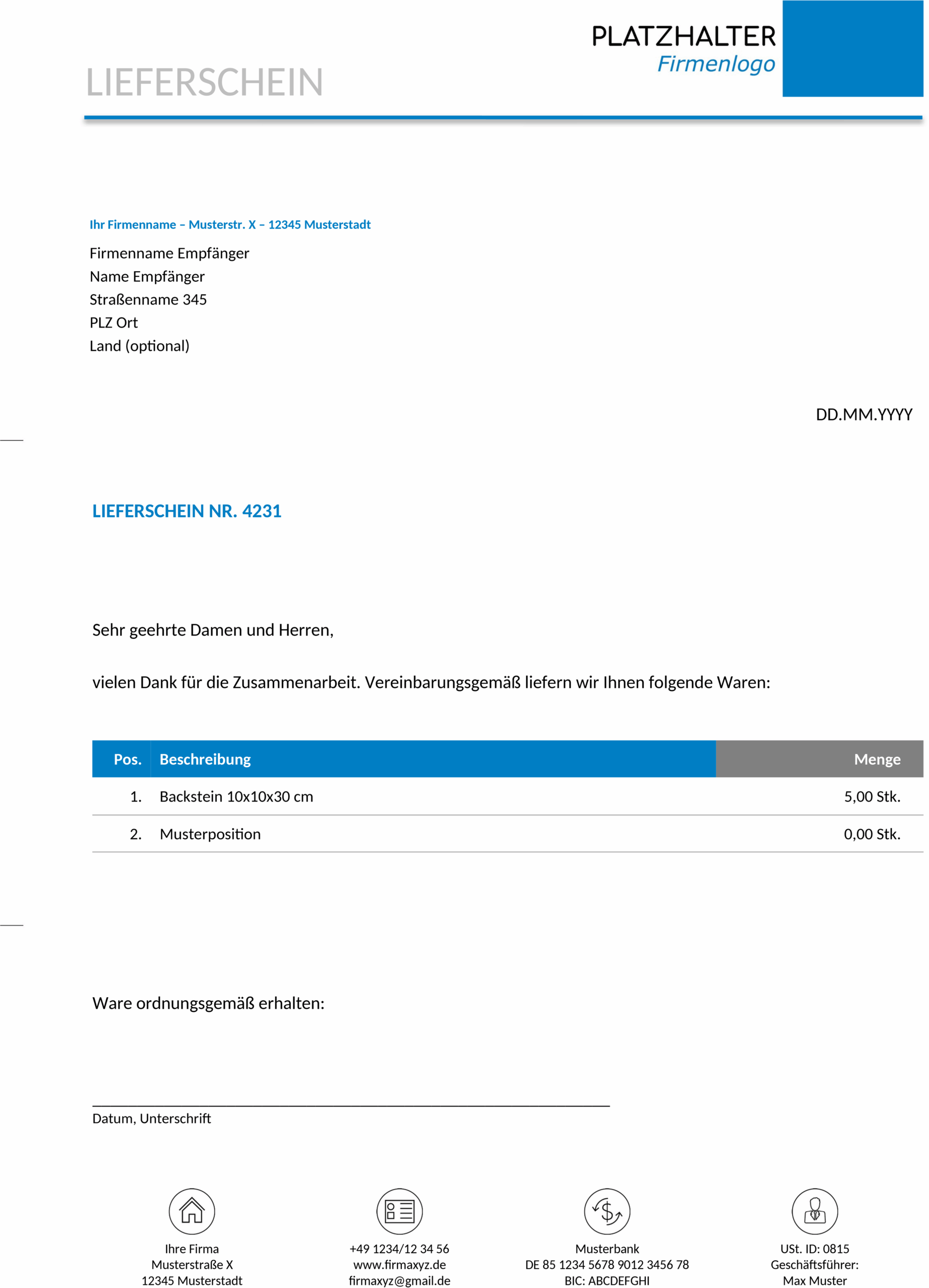 Lieferschein-Word-Template
