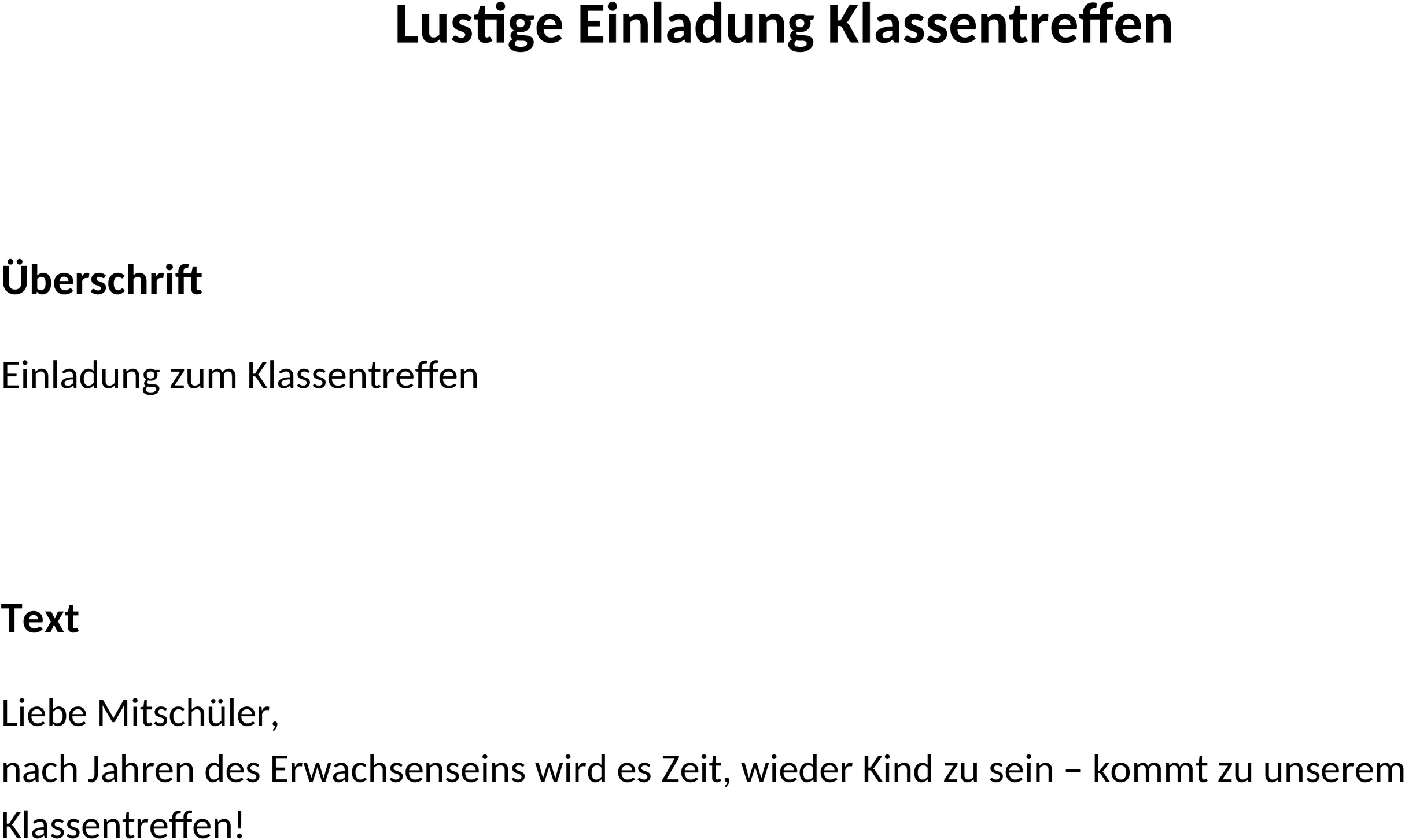 Lustige Einladung Klassentreffen Word-Dokument