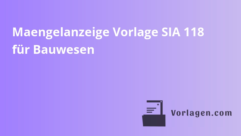 Maengelanzeige Vorlage SIA 118 für Bauwesen