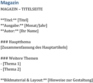 magazin-titel-seite-hauptthema-weitere-themen-gestaltung-ideen