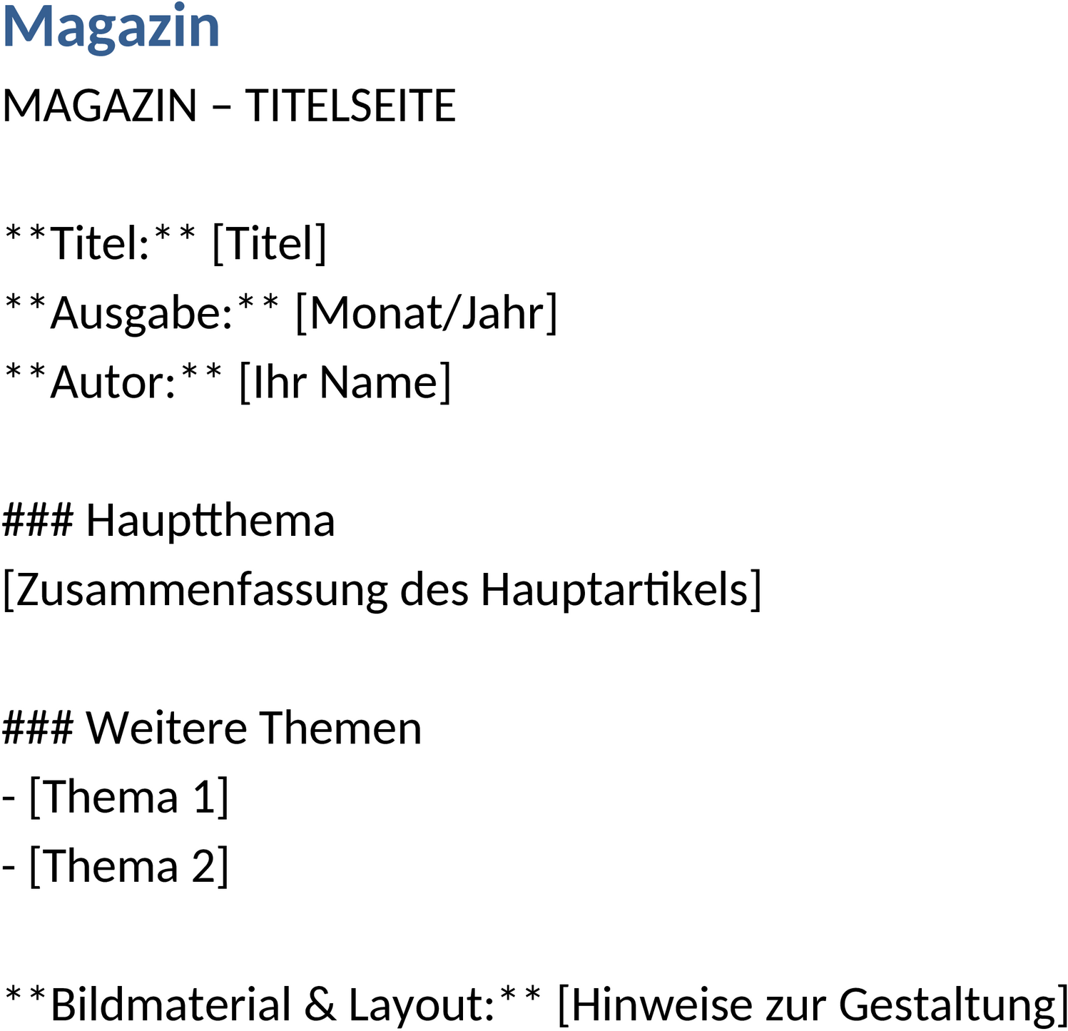 Magazin-Word-Vorlage