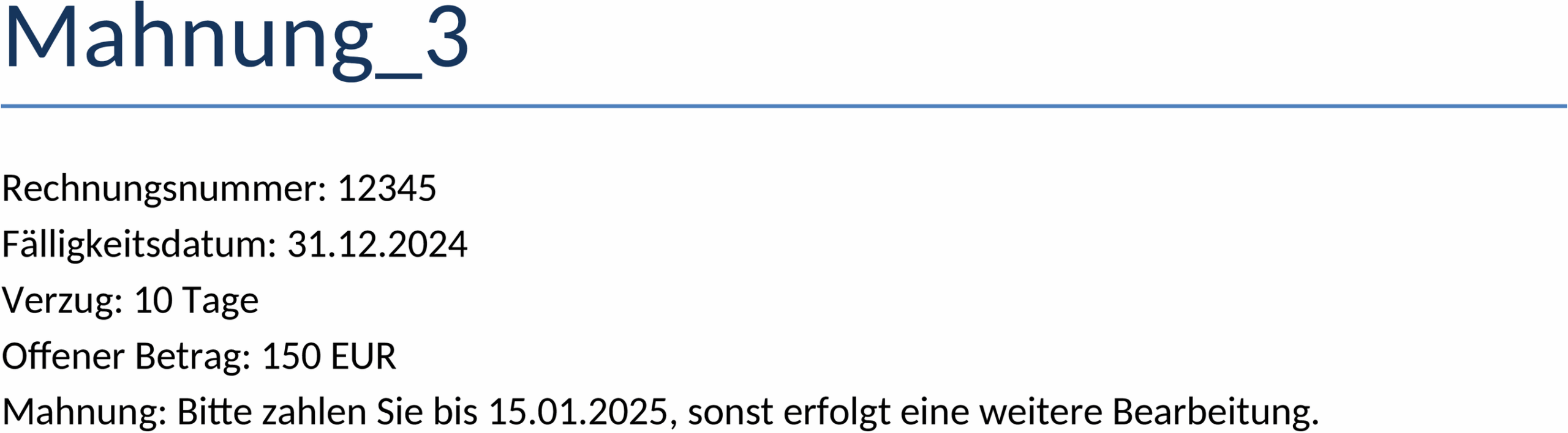 Mahnung Word-Vorlage