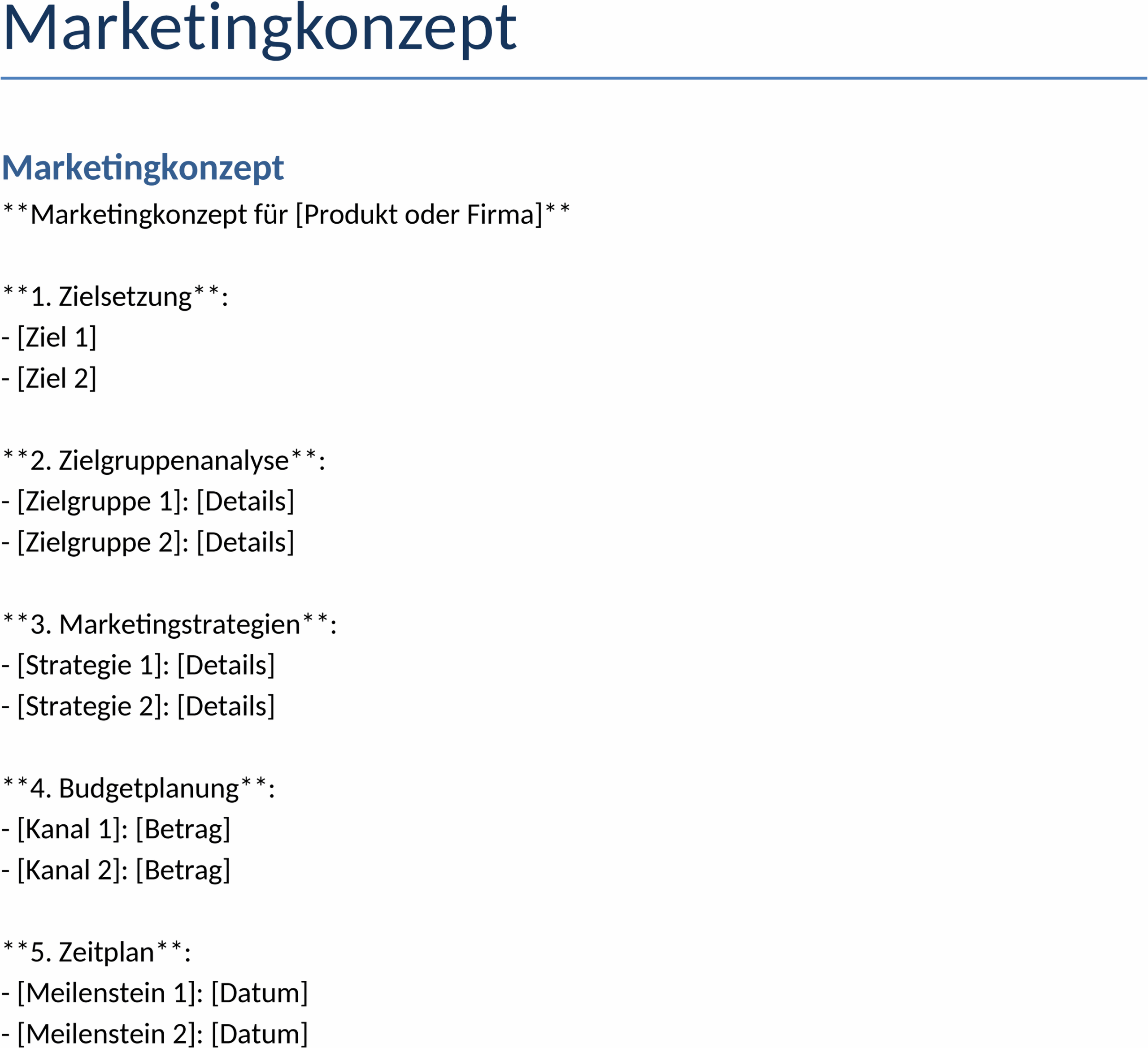 Marketingkonzept Word-Dokument